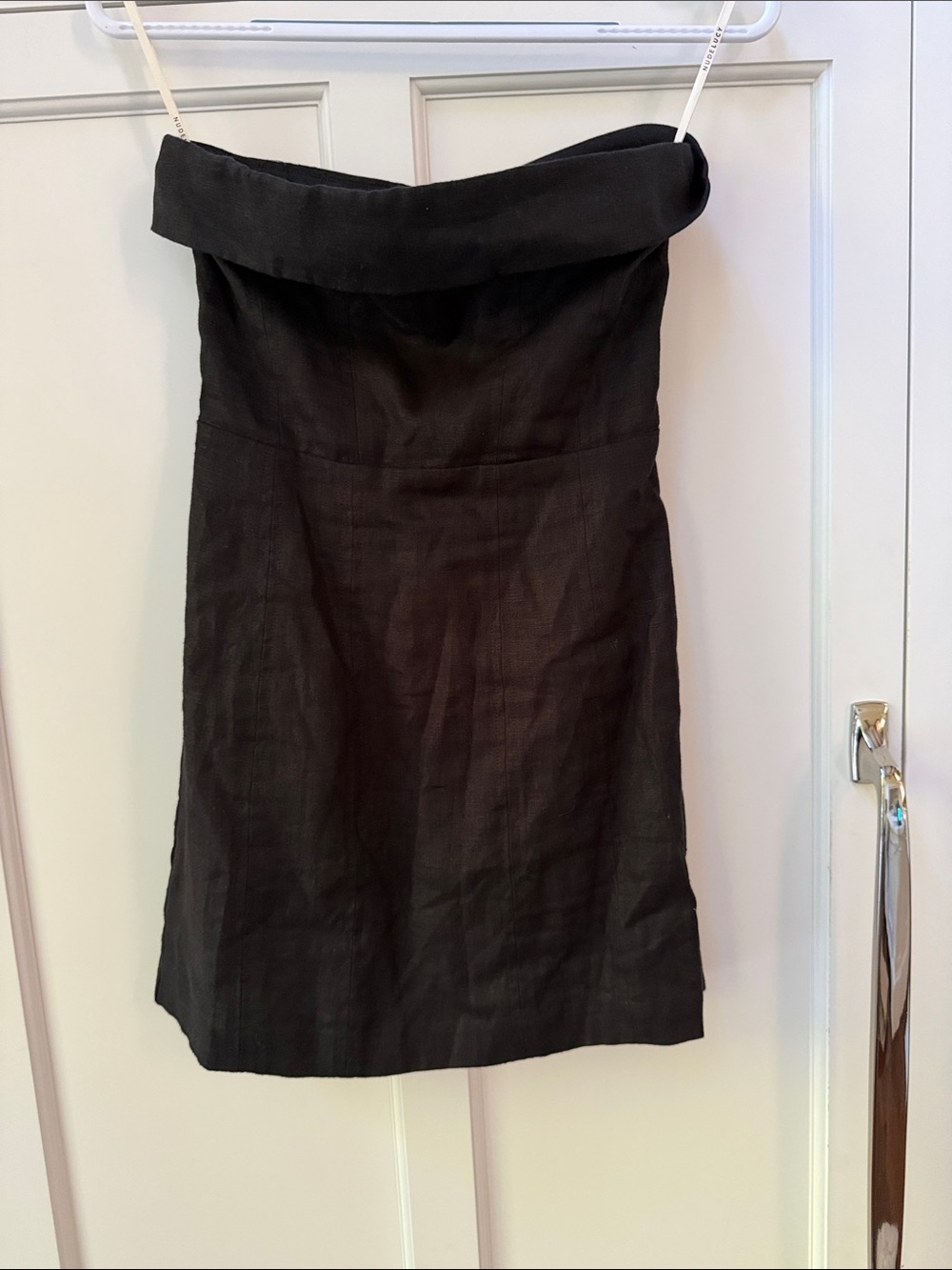 Nude Lucy Black Strapless Linen-Blend Dress